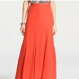 Ann Taylor Silky Orange Floor-Length Skirt